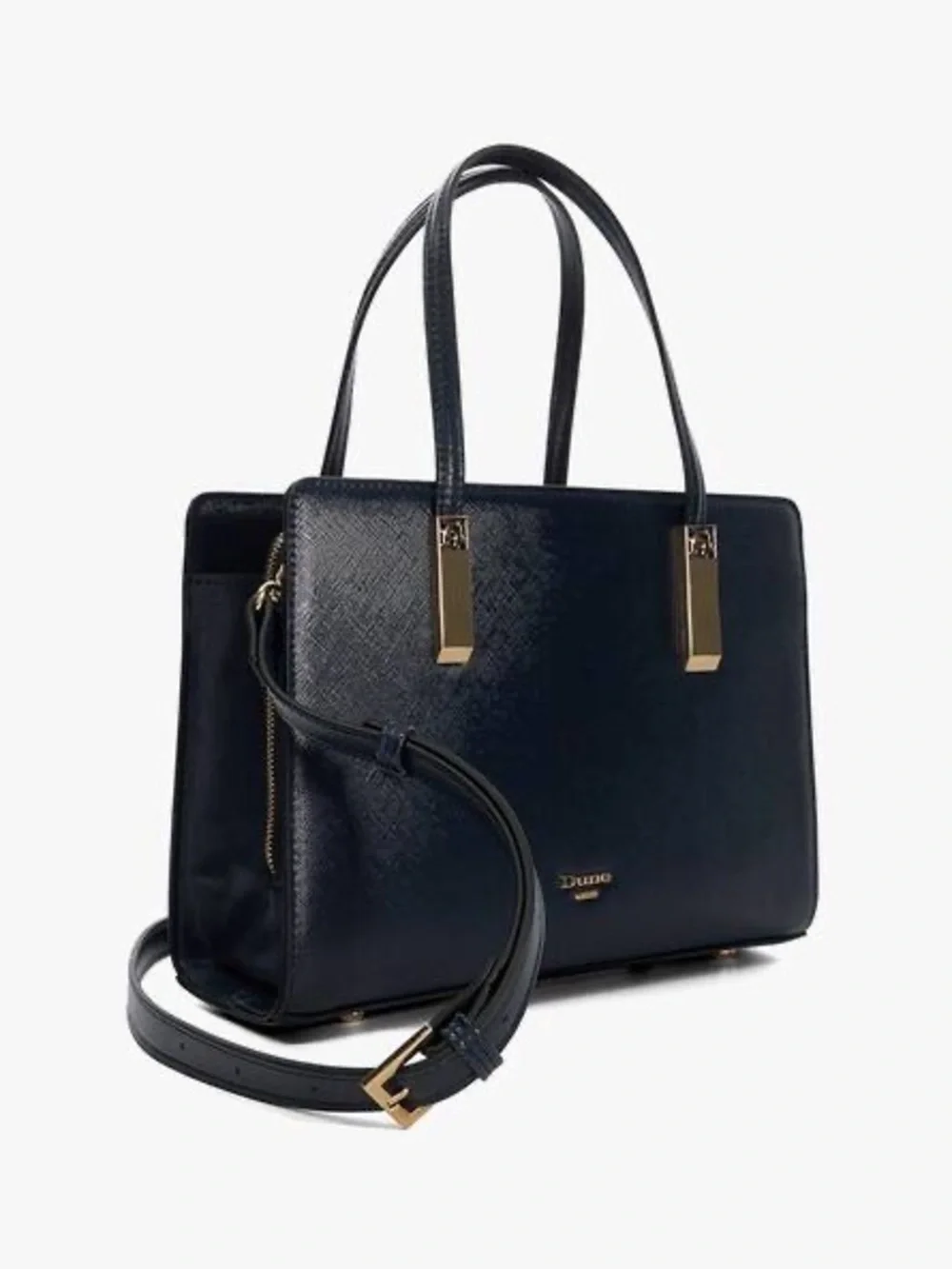 Dune London Navy Satchel with Gold Hardware